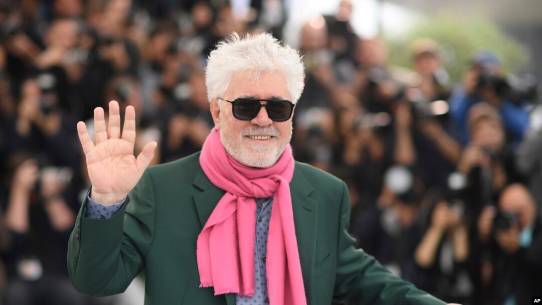 Director Pedro Almodovar poses for photographers at the photo call for the film 'Pain and Glory' at the 72nd international film festival, Cannes, southern France,, May 18, 2019. 
