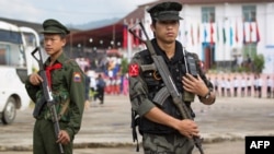 ကချင်ပြည်နယ် မိုင်ဂျာယန်မြို့မှာ လုံခြုံရေးယူနေတဲ့ ကချင်လွတ်မြောက်ရေးတပ်မတော် (KIA) စစ်သားများ