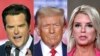Kombinasi foto dari kiri: Pilihan Trump untuk Jaksa Agung yang mengundurkan diri, Matt Gaetz, Presiden terpilih AS Donald Trump dan mantan Jaksa Agung Florida Pam Bond yang menjadi pilihan Trump untuk Jaksa Agung AS. 