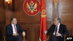 Ministri vanjskih poslova Kosova i Crne Gore, Enver Hodžaj i Milan Roćen, tokom susreta u Podgorici