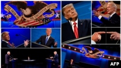 Kombincija fotografija predsednika SAD Donalda Trampa i demokratskog kandidata za predsednika Džoa Bajdena, snimljenih 22. oktobra 2020. tokom druge i finalne debate na Belmon univerzitetu, u Nešvilu, Tenesi.