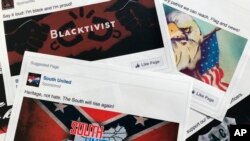 Arhiva - Reklame na Fejsbuku povezane sa ruskim naporima za uticaj na politički proces američkih izbora, sa ciljem podizanja tenzija i produbljivanja društvenih sporova, na fotografiji koju je 1. novembra 2017. objavio Komitet za obaveštajni rad Predstavničkog doma SAD.