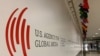 The U.S. Agency for Global Media logo is seen at Voice of America headquarters, in Washington, D.C., Nov. 22, 2019. (VOA)