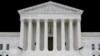 US Supreme Court building, Washington DC, graphic element on black