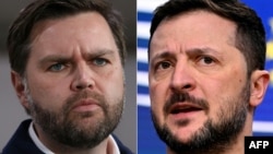 Kombinacija fotografija popredsednika SAD Džej Di Vensa od 5. februara 2025. i predsednika Ukrajine Volodimira Zelenskog od 19. decembra 2024.
