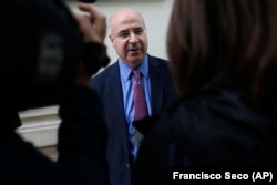 SPAIN -- William Browder, a U.S-born Britain-based financier, talks to the Associated Press' reporters after leaving the anti-graft prosecutor's office in Madrid, May 30, 2018.