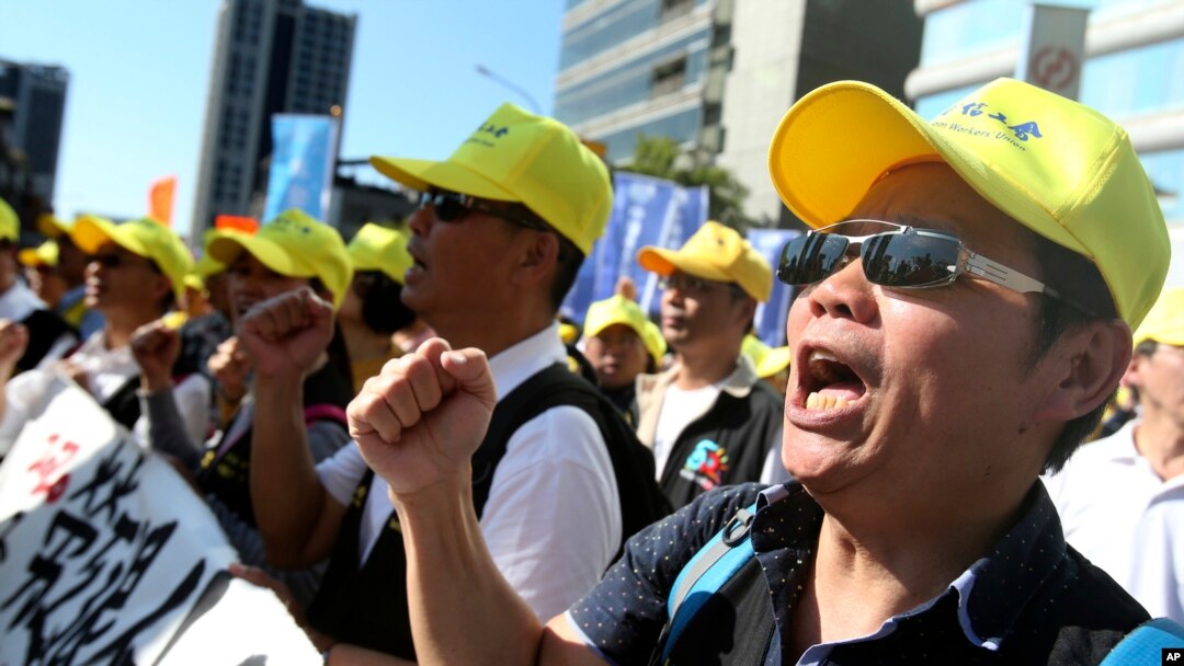 台灣勞工抗議，要求更好的工作環境（資料照：2020年1月4日）