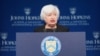 美国财政部长耶伦在约翰·霍普金斯大学就美中经济关系发表讲话。（2023年4月20日）