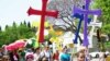 FILE - Many opponents of homosexuality say being gay is anti-Christian… But many gays, including these protesting in South Africa, say they’re Christians as well.