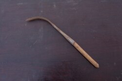 An implement used for performing female genital mutilation (FGM) on young girls in Karamoja, Uganda, Jan. 31, 2018.