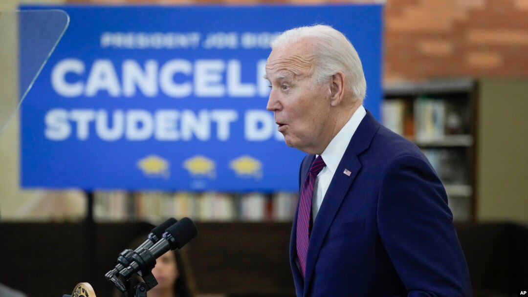 President Joe Biden speaks at Culver City Julian Dixon Library in Culver City, Calif., Feb. 21, 2024.