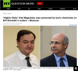 Screen capture of RT story claiming it was 'highly likely' Bill Browder had Sergei Magnitsky poisoned.