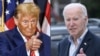(COMBO) This combination of file pictures created on March 6, 2024, shows
former US President and Republican presidential hopeful Donald Trump in Clinton, Iowa, on January 6, 2024; and US President Joe Biden in Rehoboth Beach, Delaware, on November 4, 202