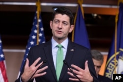 FILE - Speaker of the House Paul Ryan, R-Wis., takes questions from reporters.