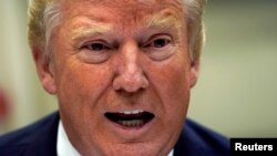 Predsednik Donald Tramp govori o zdravstvenoj zaštiti tokom sastanka sa zaposlenima u zdravstvenoj službi u Beloj kući, Vašington, 18. jula 2017. (REUTERS/Kevin Lamarque)