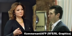 Natalya Veselnitskaya (left) met at Trump Tower in New York with Donald Trump Jr. (right) on June 9, 2016.
