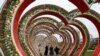 CHECHNYA -- Chechen women walk along a decorated street during a celebration of the City Day in Grozny, October 4, 2018