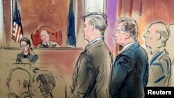 U.S. President Donald Trump's former campaign chairman Paul Manafort stands before Judge T.S. Ellis as he was found guilty of eight of the 18 charges he faced in a case of bank and tax fraud at U.S. District Courthouse in Alexandria, Virginia, U.S.
