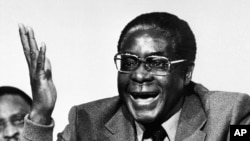Robert Mugabe co-leader of the Patriotic Front guerrilla forces, is seen at a press conference in London, Dec. 19, 1979, when it was announced that he and Joshua Nkomo had reached an agreement at Lancaster House.
