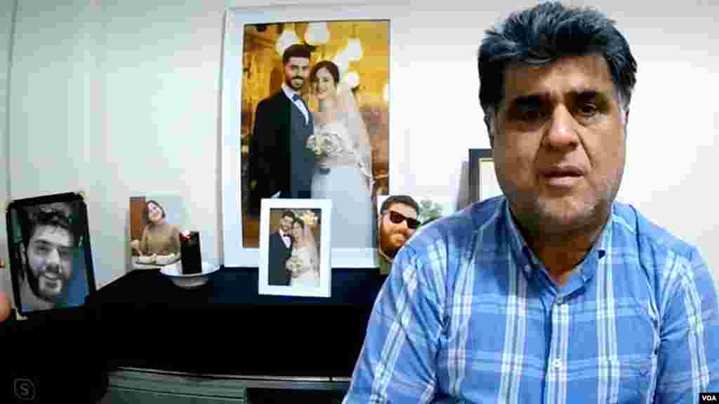 پشت صحنه فیلمبرداری مصاحبه بخش فارسی صدای آمریکا با محمد گرجی، پدر پونه گرجی. پونه گرجی و همسرش آرش پورضرابی از جان باختگان فاجعه سرنگونی پرواز پی اس ۷۵۲ بودند.