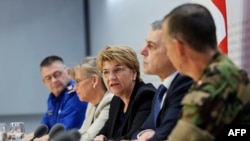 Predsednica Švajcarske Viola Amerd, govori tokom konferencie za štampu pred Ukrajinsku mirovnu konferenciu, u Bernu, 10. juna 2024.