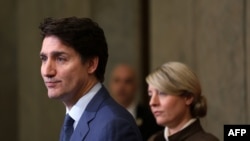 Canadian Prime Minister Justin Trudeau speaks during a news conference about new U.S. tariffs on exports from Canada on March 4, 2025 on Parliament Hill in Ottawa.