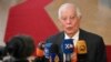 18 Kasım 2024 - Avrupa Birliği Dış İlişkiler ve Güvenlik Politikası Yüksek Temsilcisi Josep Borrell, Brüksel'deki AB merkezinde düzenlenen Dış İlişkiler Konseyi öncesinde basına açıklamalarda bulunuyor. (Fotoğraf: NICOLAS TUCAT / AFP)