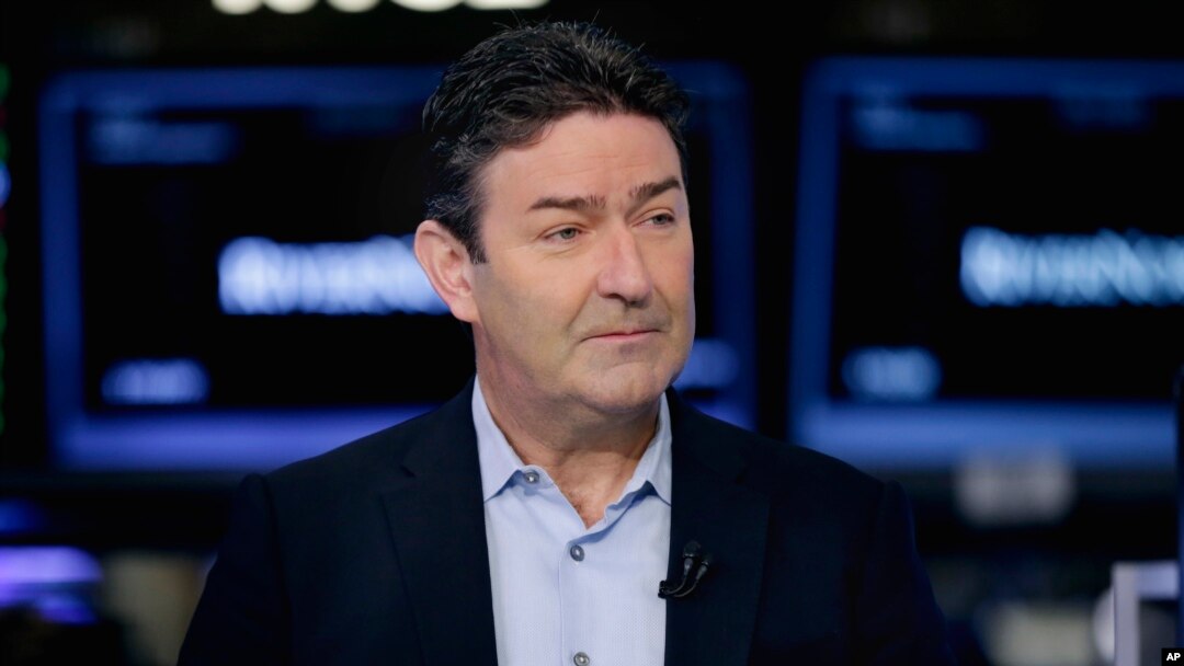 FILE - McDonald's CEO Steve Easterbrook is interviewed at the New York Stock Exchange, July 26, 2017. 