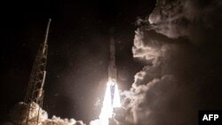 The brand new rocket, United Launch Alliance's (ULA) Vulcan Centaur, lifts off from Space Launch Complex 41d at Cape Canaveral Space Force Station in Cape Canaveral, Florida, on January 8, 2024, for its maiden voyage, carrying Astrobotic's Peregrine lunar lander to the moon.