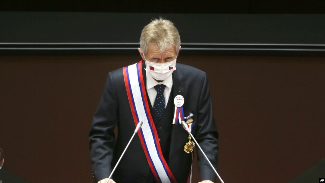 Czech Senate President Milos Vystrcil delivers a speech at the Legislative Yuan in Taipei, Taiwan, Sept. 1. 2020. 