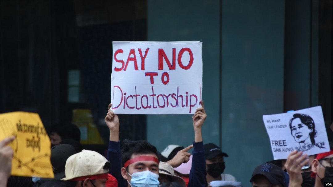 military coup protest in Yangon