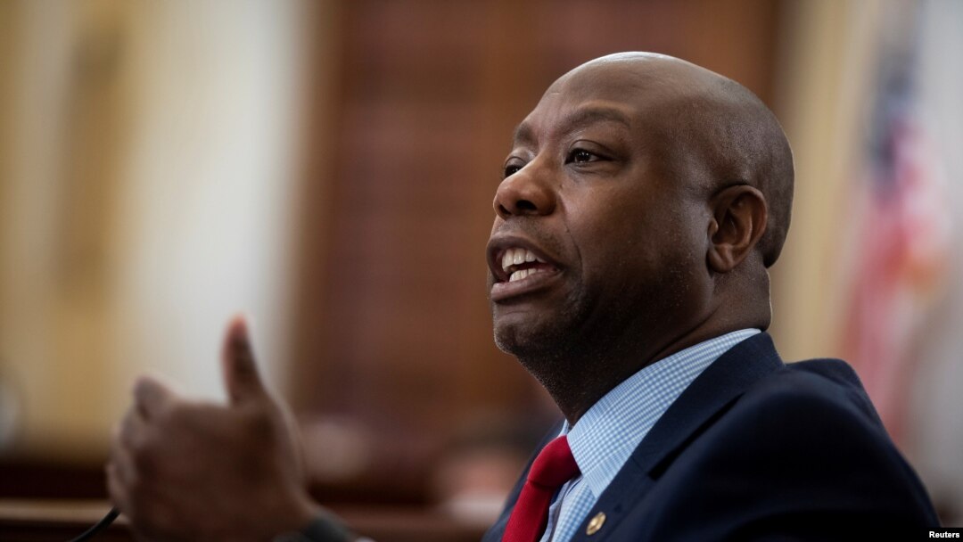 U.S. Senator Tim Scott (R-SC) speaks during a Senate Small Business Committee hearing on coronavirus relief aid and "Implementation of title I of the CARES Act.", in Washington, June 10, 2020.