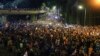 Demonstrators gather in the Square of Heroes during a protest against "the Russian law" in the center of Tbilisi, Georgia, on May 14, 2024, the day the Georgian parliament passed the divisive bill critics warn is a threat to democratic freedoms.