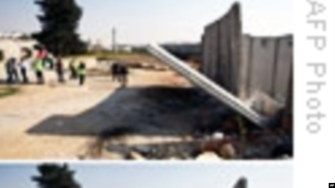 W. Bank Palestinians Tear Down Segment of Barrier Wall
