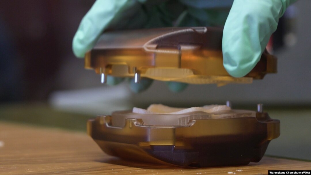 A sample of bioreactor, used to grow living bone inside at lab, at NY-based startup EpiBone