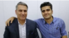 تصویری از منوچهر بختیاری (چپ) در کنار فرزندش پویا بختیاری. آرشیو