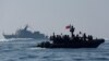 台灣海軍在高雄海軍基地演習。