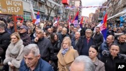 Protest Srba u Kosovskoj Mitrovici u februaru 2024. (Foto:AP/Bojan Slavkovic)